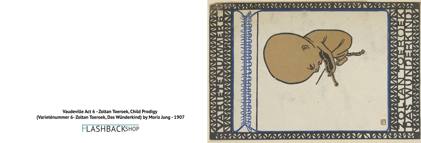 Vaudeville Act 6 - Zoltan Toeroek, Child Prodigy (Varieténummer 6- Zoltan Toeroek, Das Wünderkind) by Moriz Jung, 1907 - Postcard
