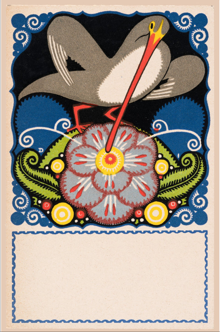 Vogel und Blume for the Wiener Werkstätte  by Josef Diveky, 1912 - postcard