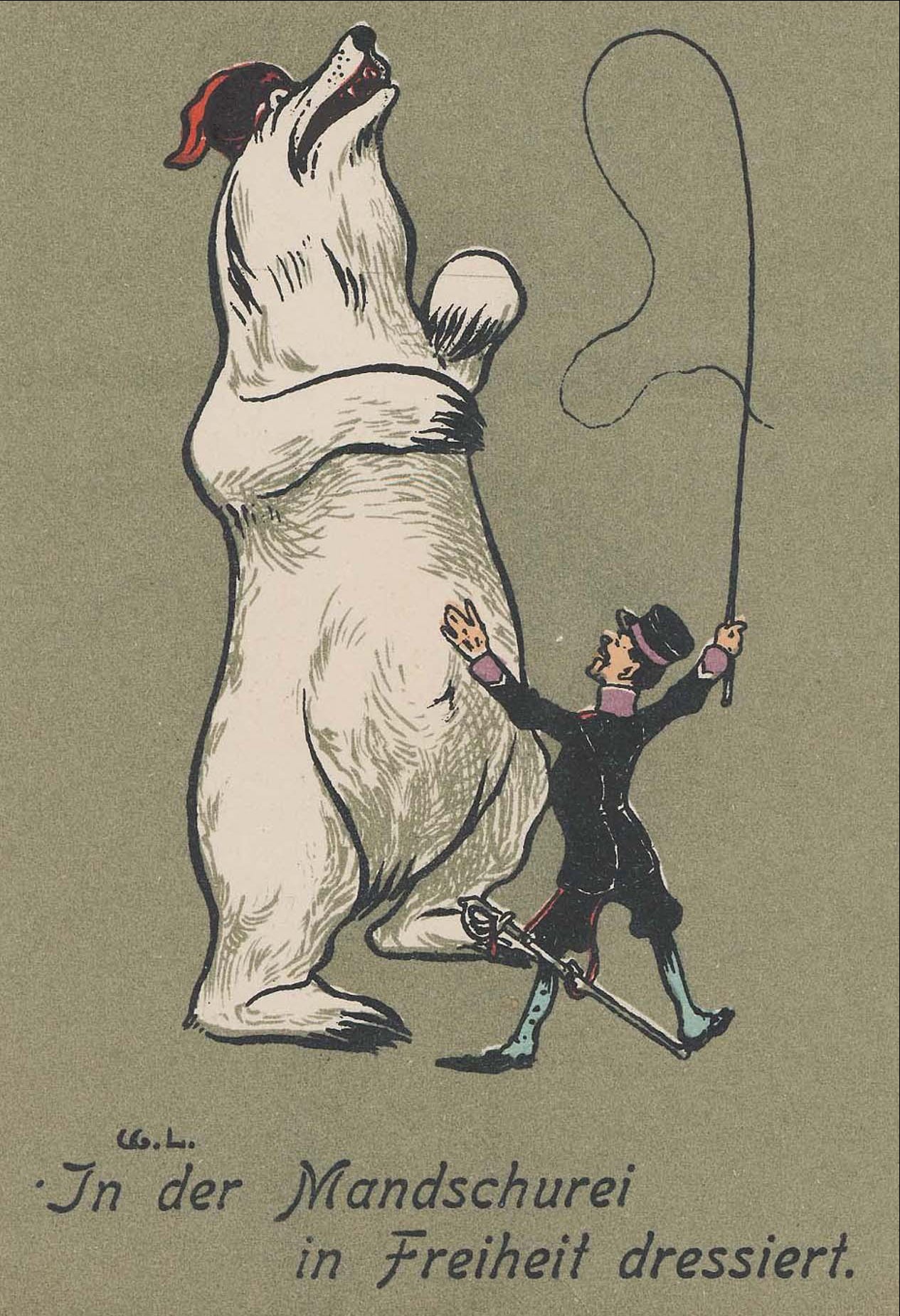White Russian Bear and Small Japanese Soldier from the series La Grand Russe, 1904–05 - postcard
