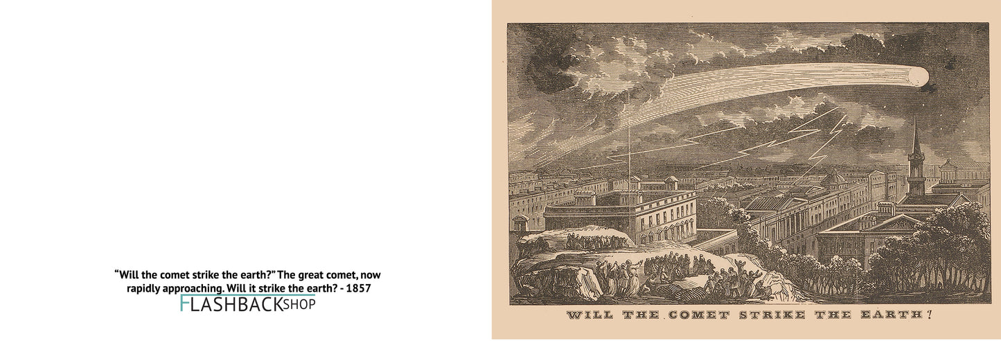 “Will the comet strike the earth?” The great comet, now rapidly approaching. Will it strike the earth? 1857 - Postcard