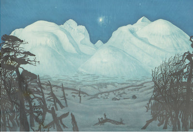 Noche de invierno en las montañas, Rondane de Harold Sohlberg, 1917 - postal