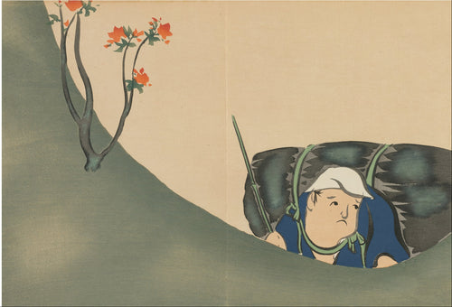 A book cover or printed publication cover featuring a Japanese-style illustration on the right side and title text on the left. The visible text reads 'Flowers of a Hundred Worlds (Momoyogyoza) - Woodcutter (Shomu)' and 'FLASHBACK'.