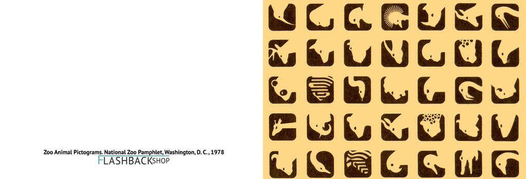 Zoo Animal Pictograms, National Zoo Pamphlet, Washington, D. C.,1978 - Postcard