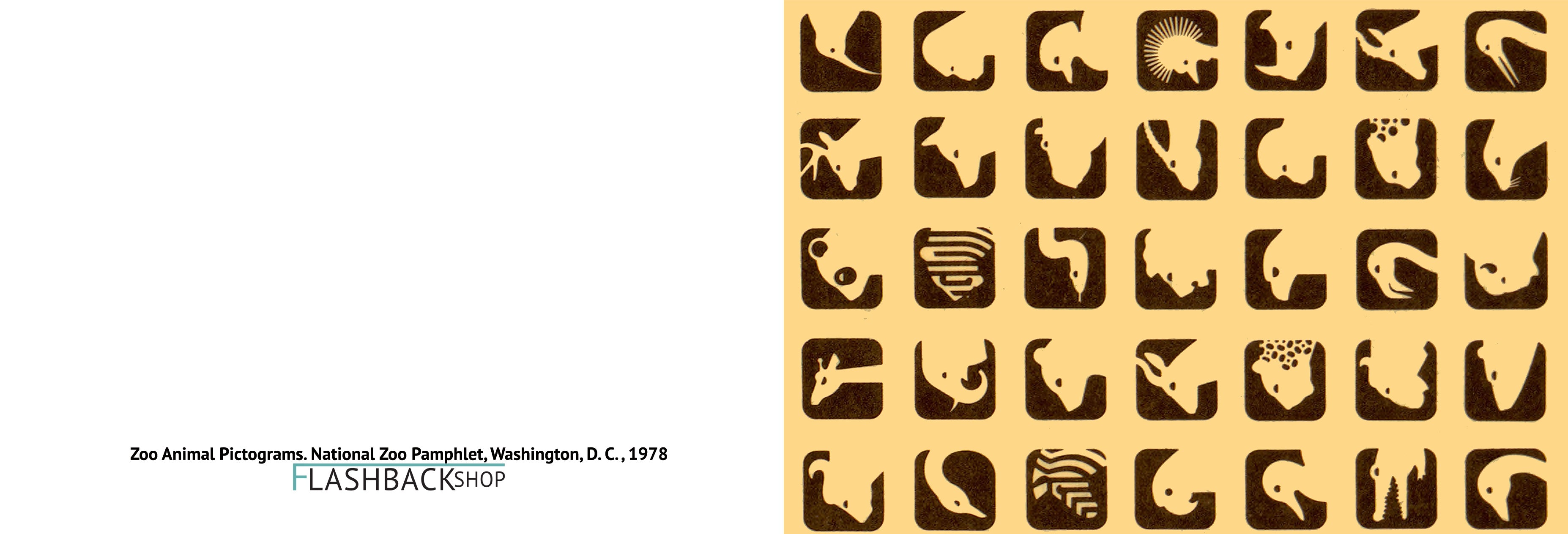Zoo Animal Pictograms, National Zoo Pamphlet, Washington, D. C.,1978 - Postcard