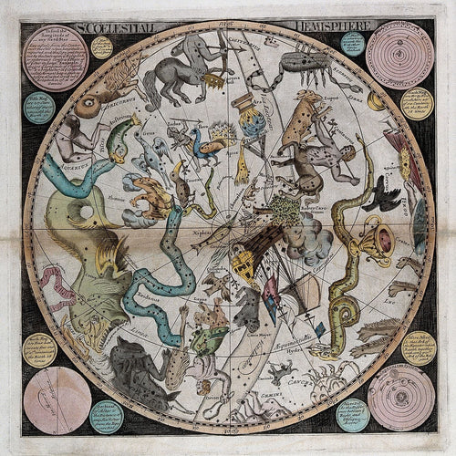 A star map of the night sky in the southern hemisphere, nd