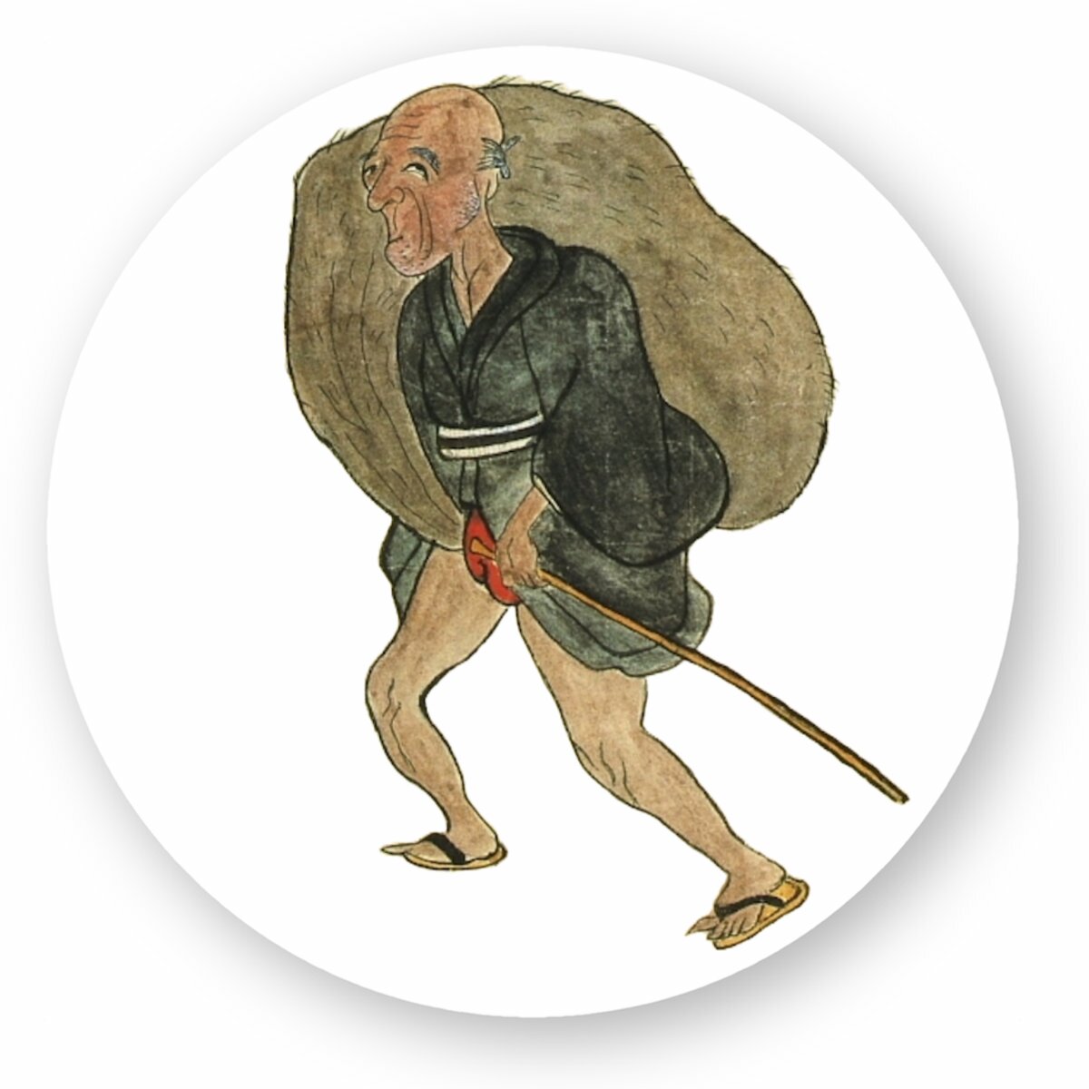 Man with Huge Testicles from The Kaikidan Ekotoba Monster Scroll - Sticker