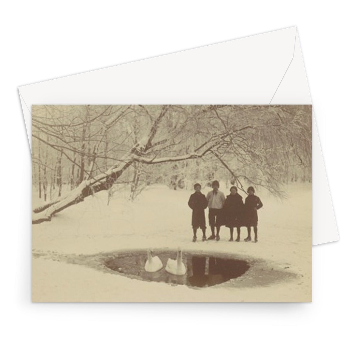 Children with Swans in a Hole, anonymous, c. 1900 - Greeting Card