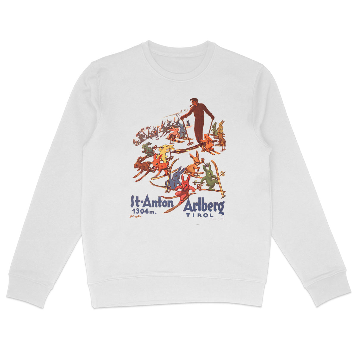 Arlberg Poster with Austrian ski pioneer Hannes Schneide by Beta Czegka, 1934 - Sweatshirt