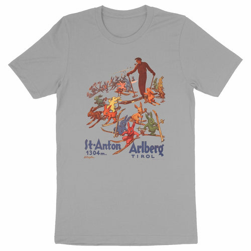 Arlberg Poster showing Austrian ski pioneer Hannes Schneide  by Beta Czegka, 1934