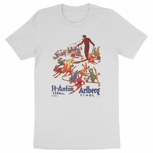 Arlberg Poster showing Austrian ski pioneer Hannes Schneide  by Beta Czegka, 1934