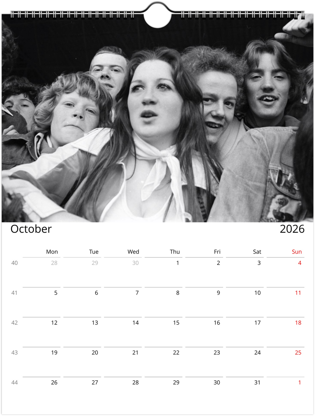 Calendario 2025 de los aficionados del Manchester United de los años 70