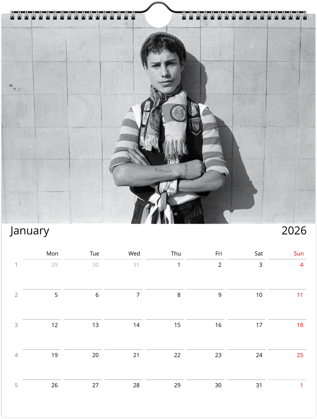 Calendario 2025 de los aficionados del Manchester United de los años 70