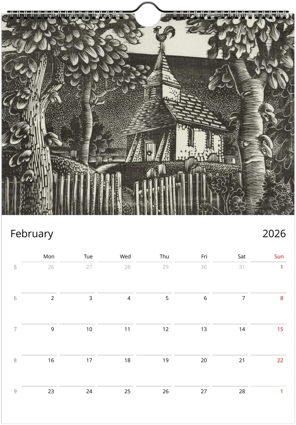 Calendario 2025 de Eric Ravilious