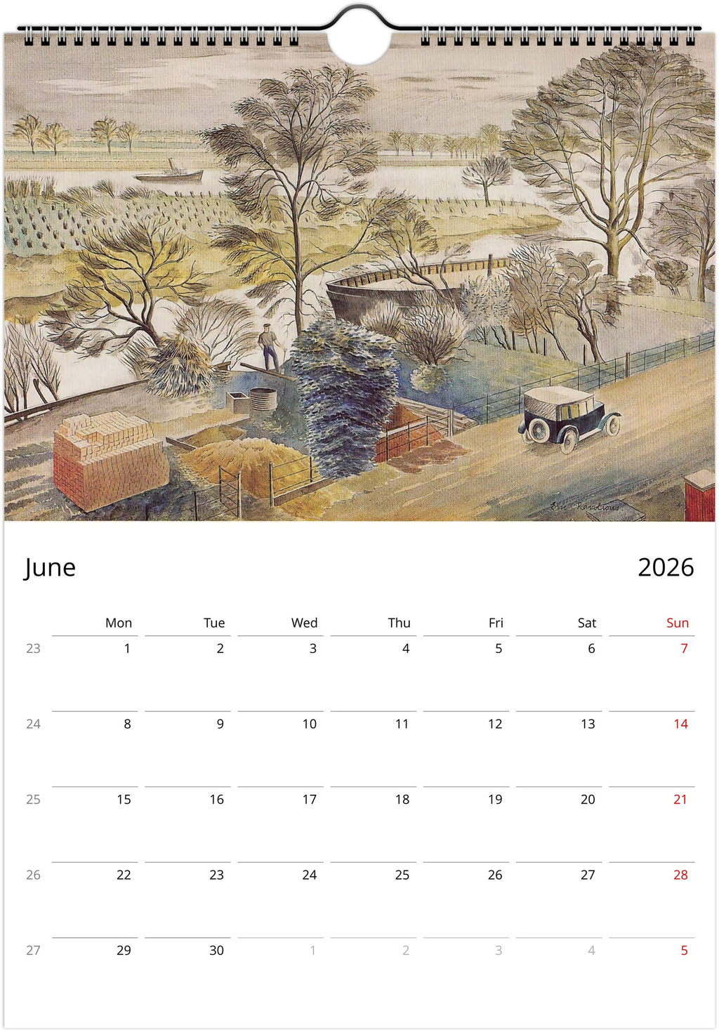 Calendario 2025 de Eric Ravilious