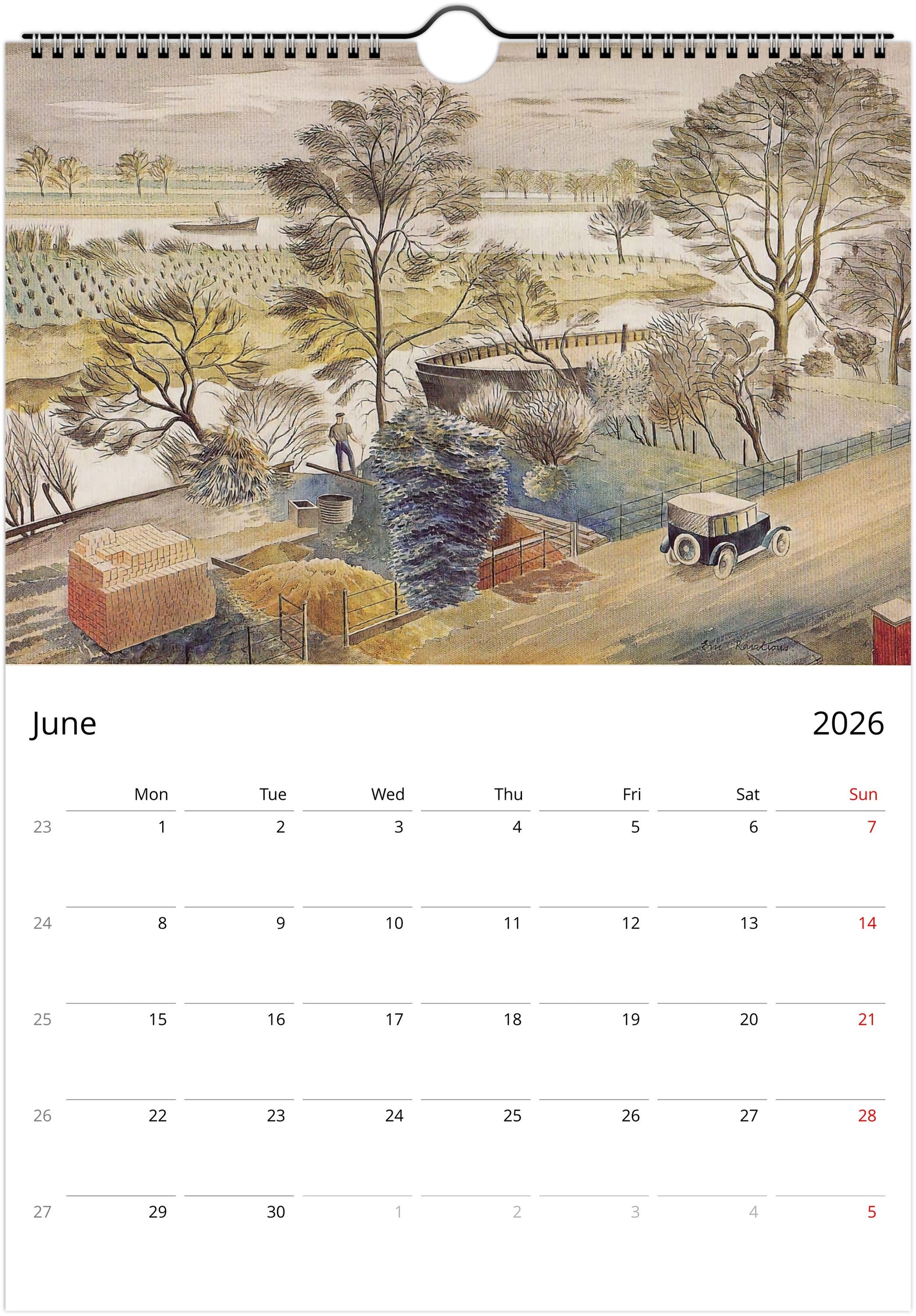 Calendario 2025 de Eric Ravilious