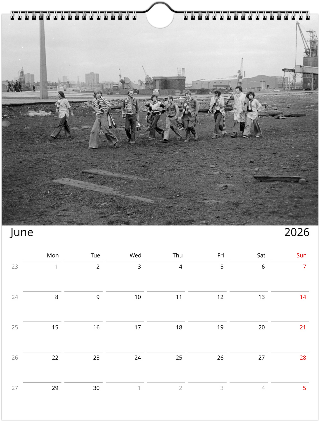 Calendario 2025 de los aficionados del Manchester United de los años 70