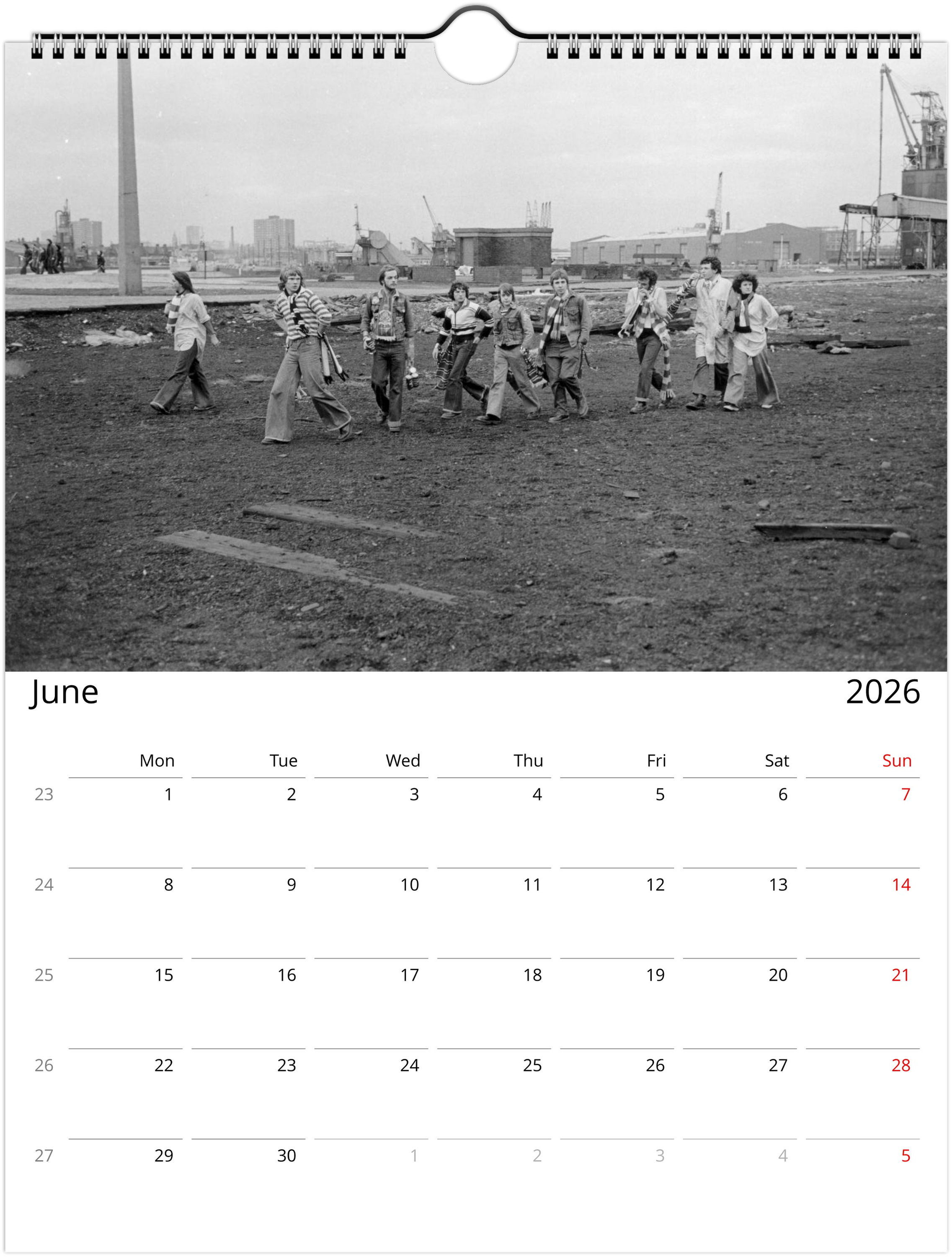 Calendario 2025 de los aficionados del Manchester United de los años 70