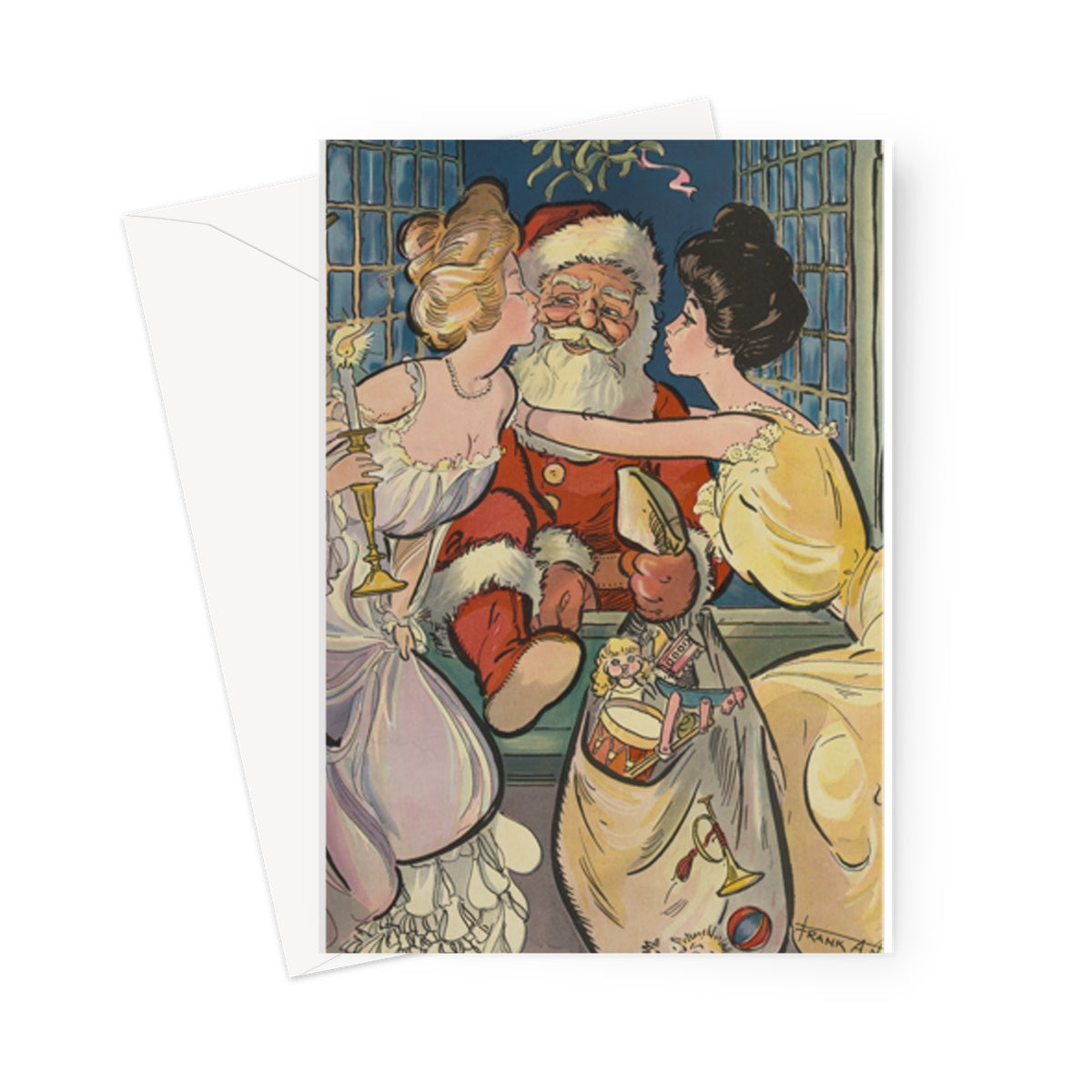 Bisous pour le Père Noël, 1902 - Carte de voeux