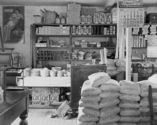 Interior de tienda general, Moundville, Alabama por Walker Evans - 1936