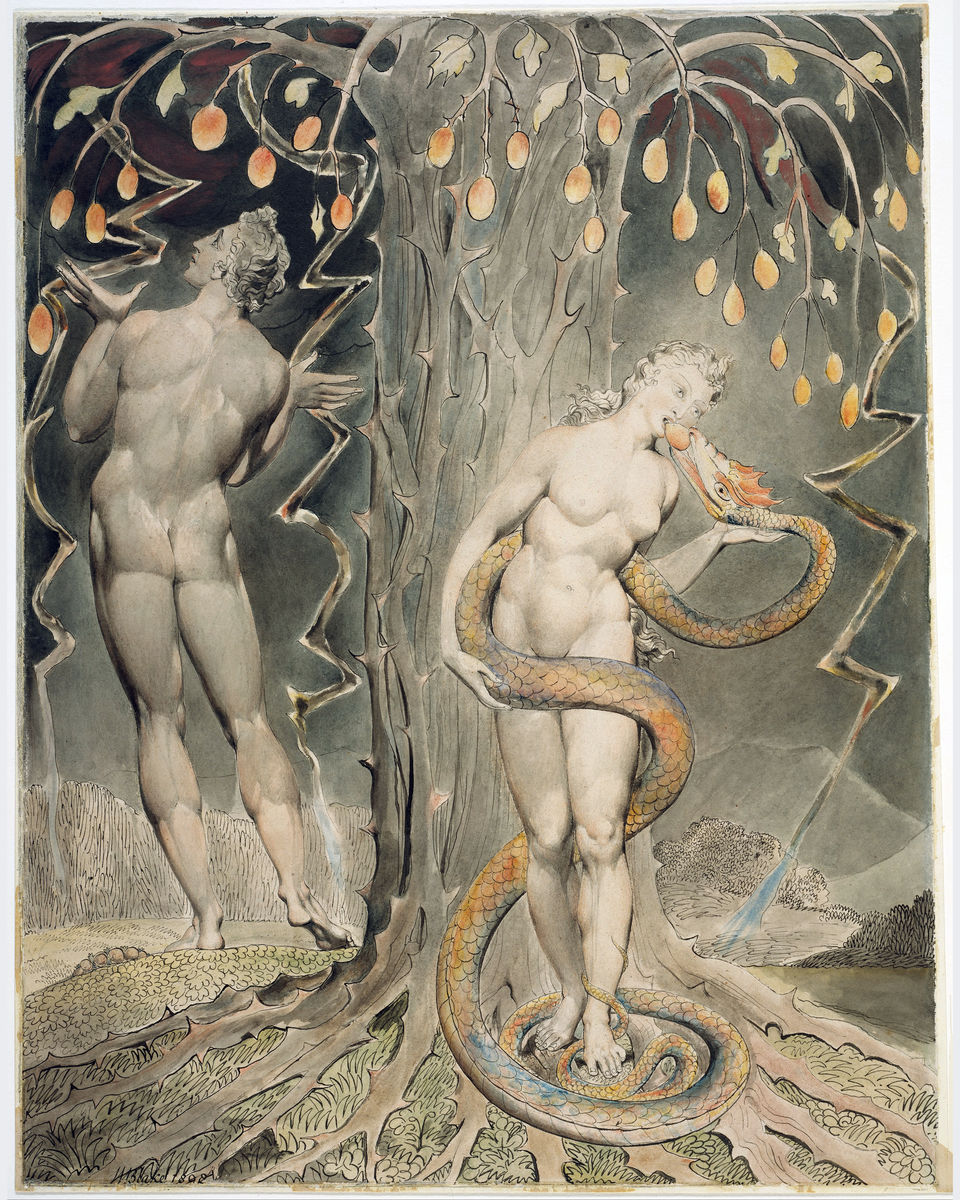 La tentación y la caída de Eva de William Blake - 1808 