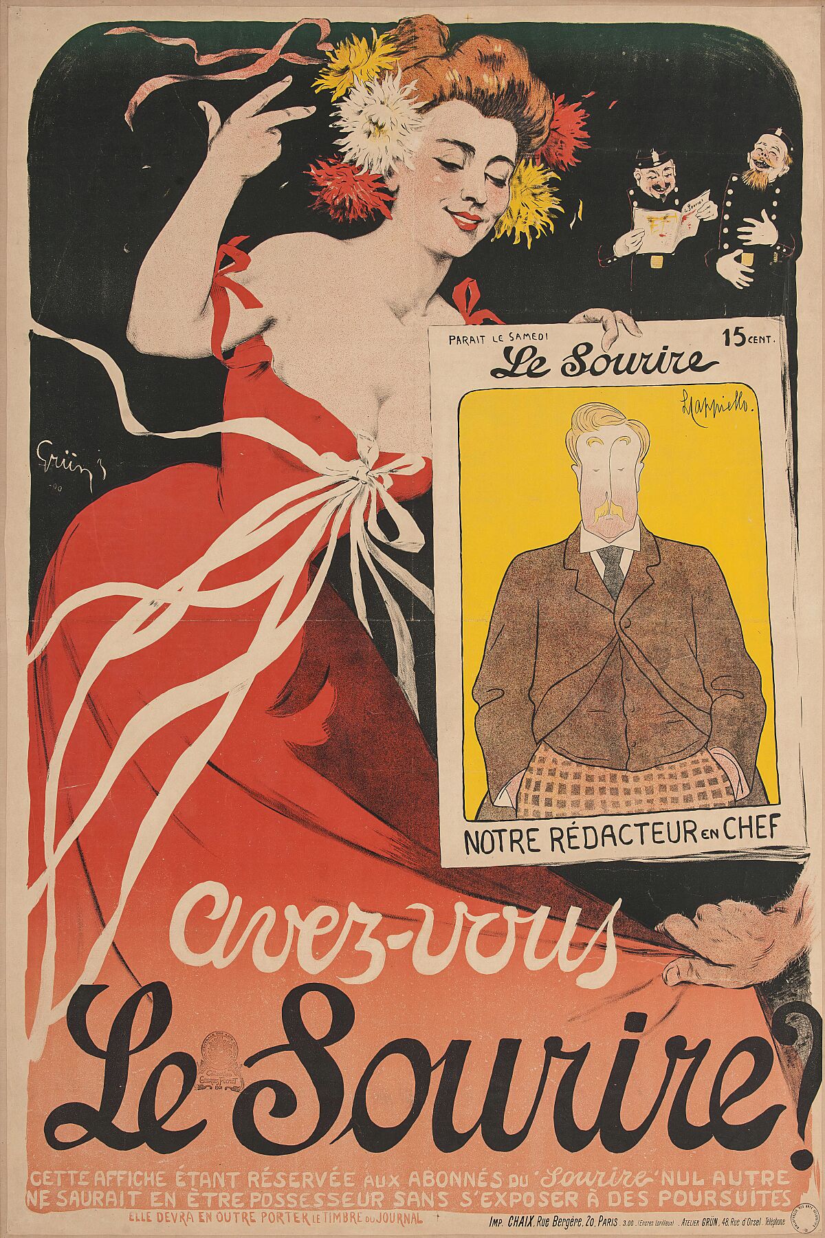 Jules-Alexandre Grün, Poster, The Smile, 1900