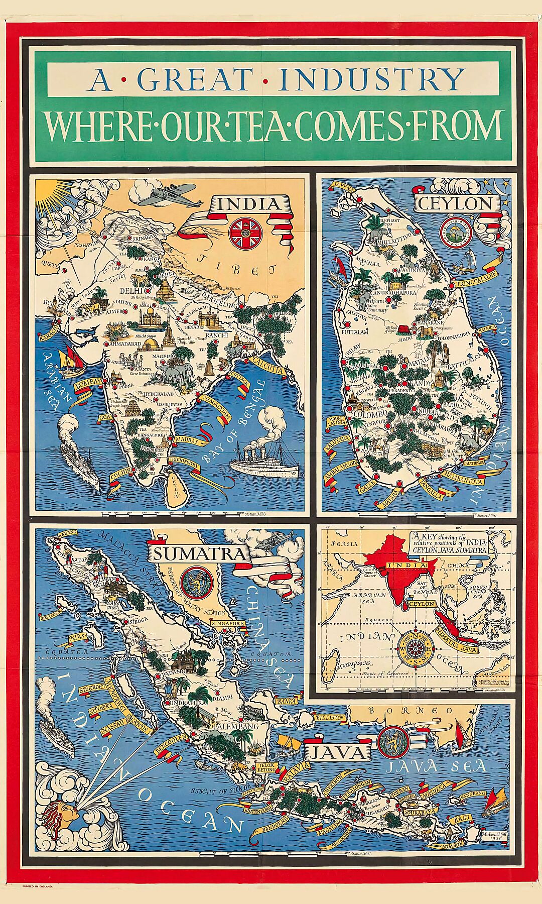 A Great Industry, Where our tea comes from by MacDonald (Max) Gill - 1937