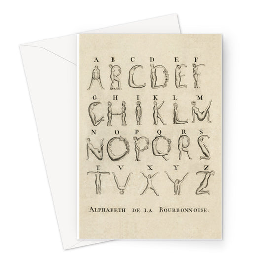 Nude Alphabet by Alphabeth de la Bourbonnoise, 1790 - Greetings Card