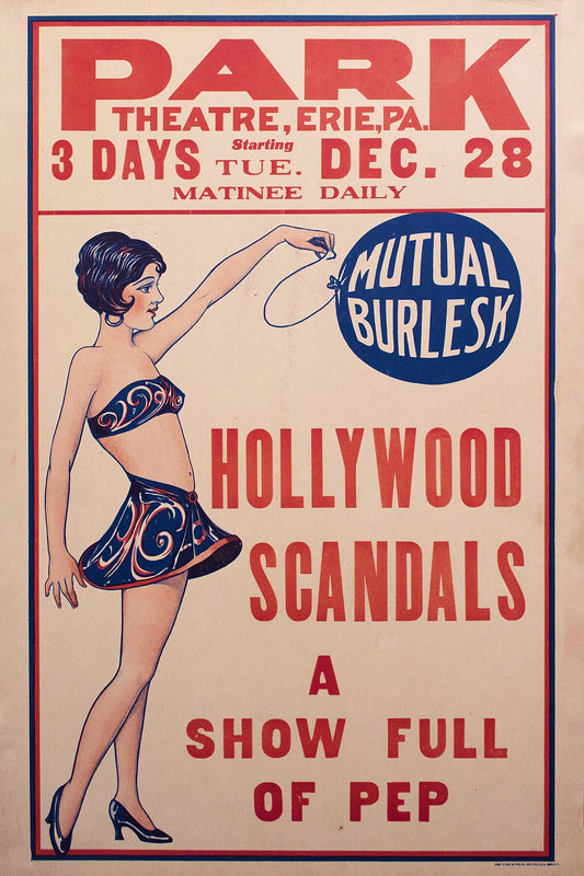 Hollywood Scandals Mutual Burlesque - Tarjeta de ventana de 1926 Póster 