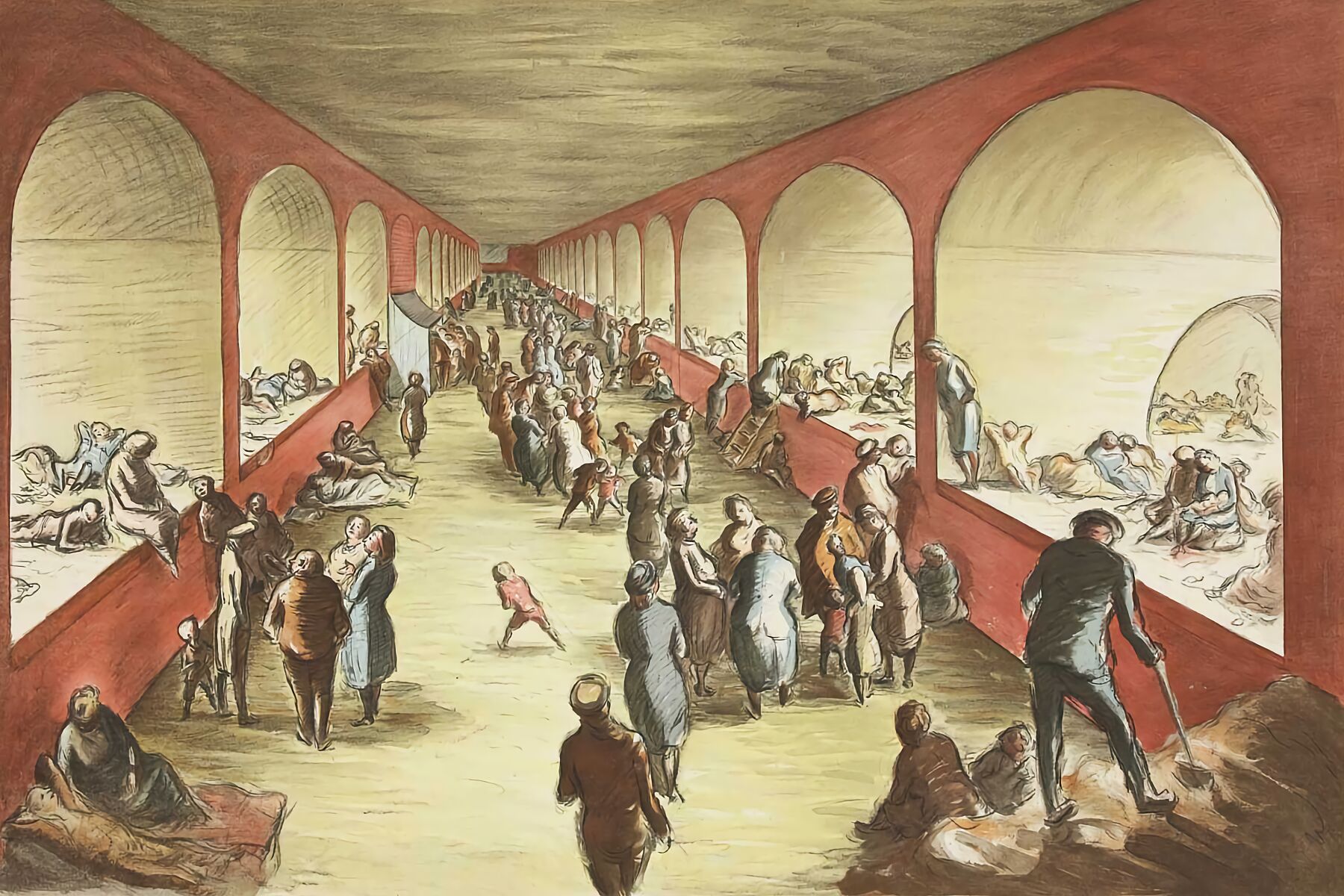 Shelter Scene by Edward Ardizzone - c.1940