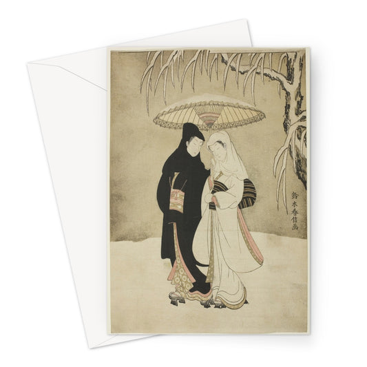 Lovers Beneath an Umbrella in the Snow Date: c. 1767 - Artist: Suzuki Harunobu 鈴木 春信 Japanese, 1725-1770.
