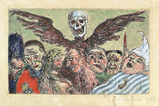 The Deadly Sins dominated by Death, from 'The Seven Deadly Sins' coloured version 1 by James Ensor - 1904