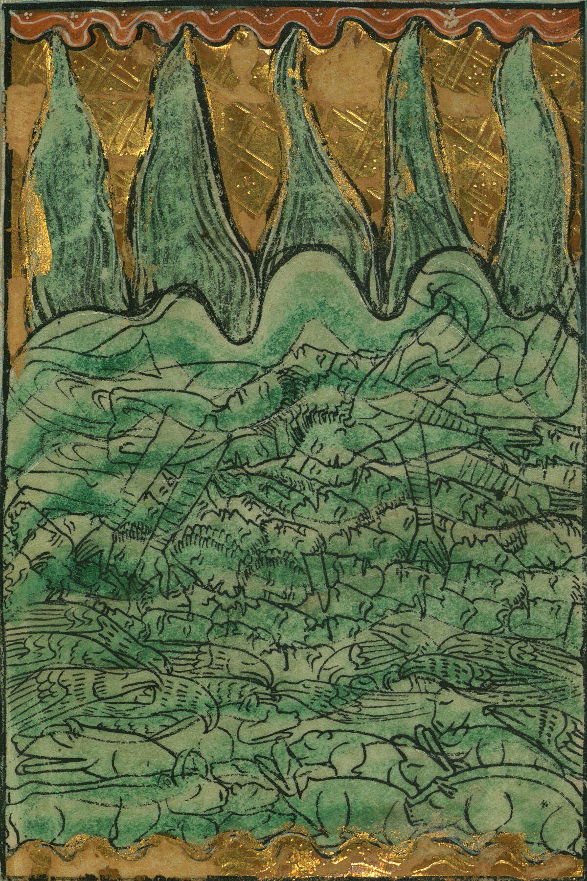 William de Brailes -The Flood of Noah (Genesis 7_11-24)c. 1250 (Medieval)