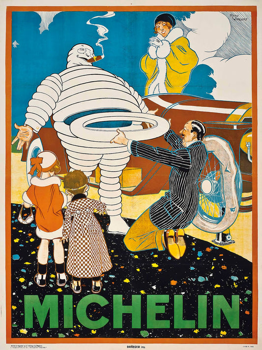 Michelin lithograph in colours by René Vincent (1879-1936), c.1925.