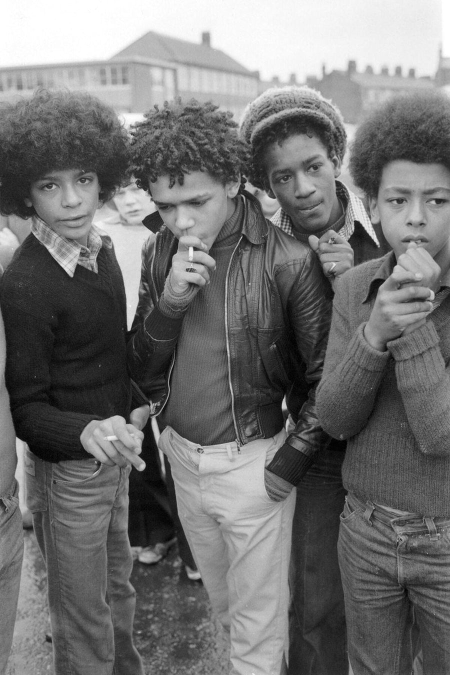 Four Teenagers Smoking in Manchester by Iain SP Reid - c.1976