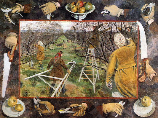 Land Girls Pruning at East Malling by Evelyn Dunbar - 1944