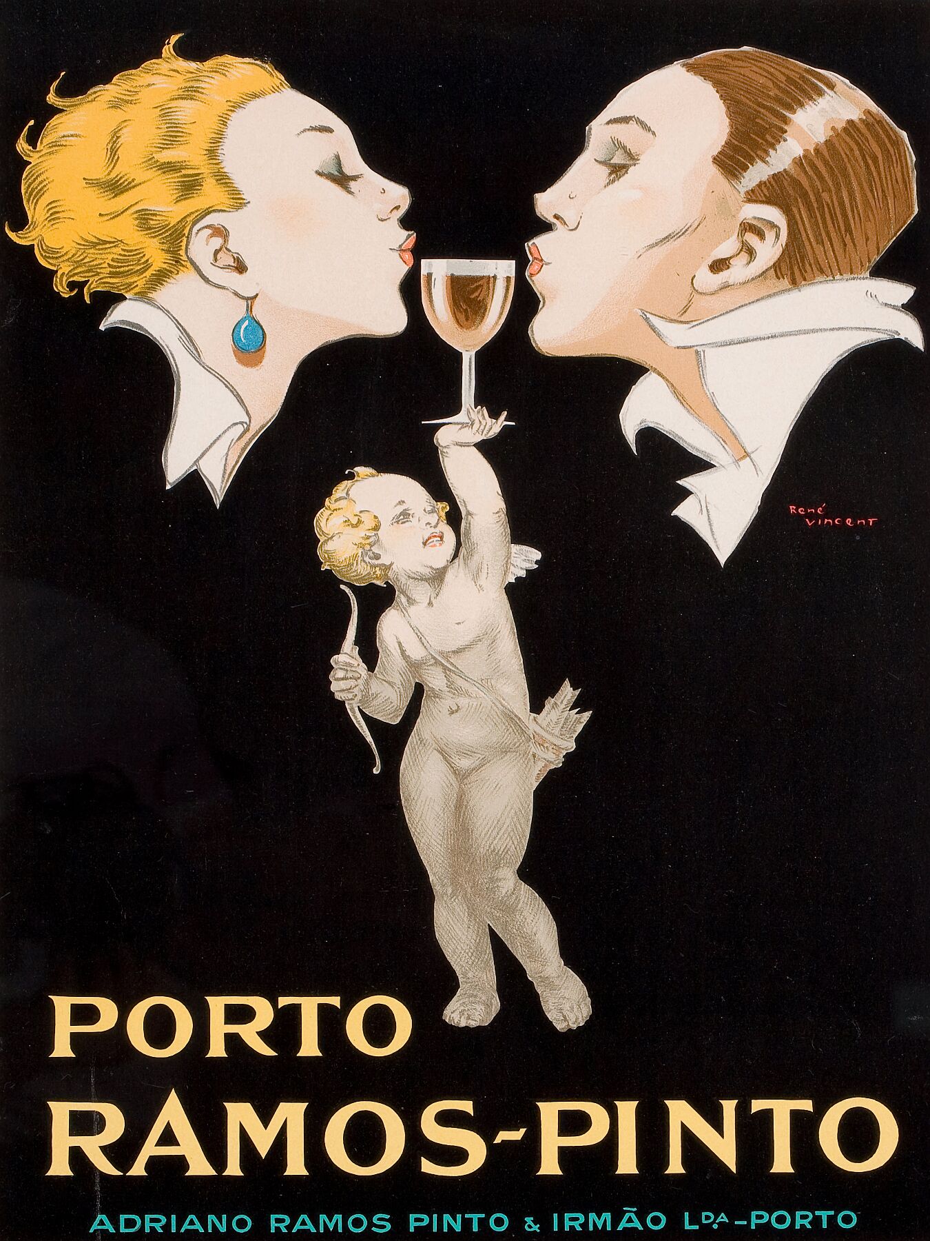 Advert for Porto Ramos-Pinot by Rene Vincent (French 1879-1936).