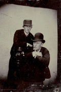 Portrait of two men with hats, anonymous, c. 1880 - c. 1900