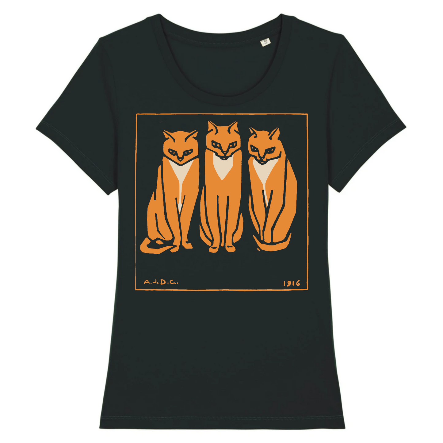 Three Cats by Julie de Graag, Women's Organic T-Shirt - 1915