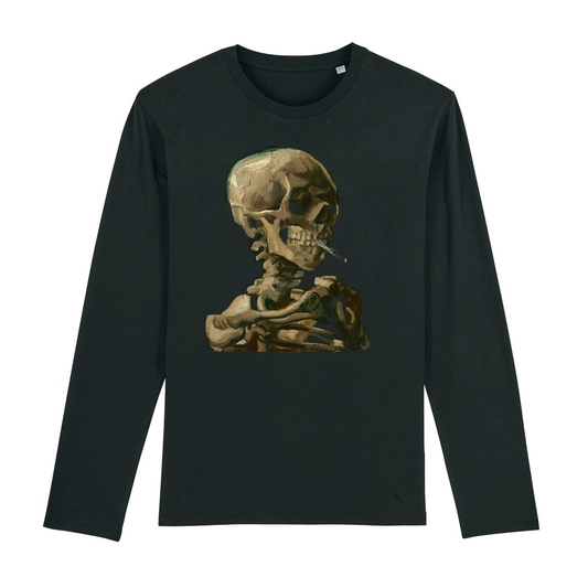 Van Gogh Smoking Skeleton - Camiseta de manga larga de algodón orgánico