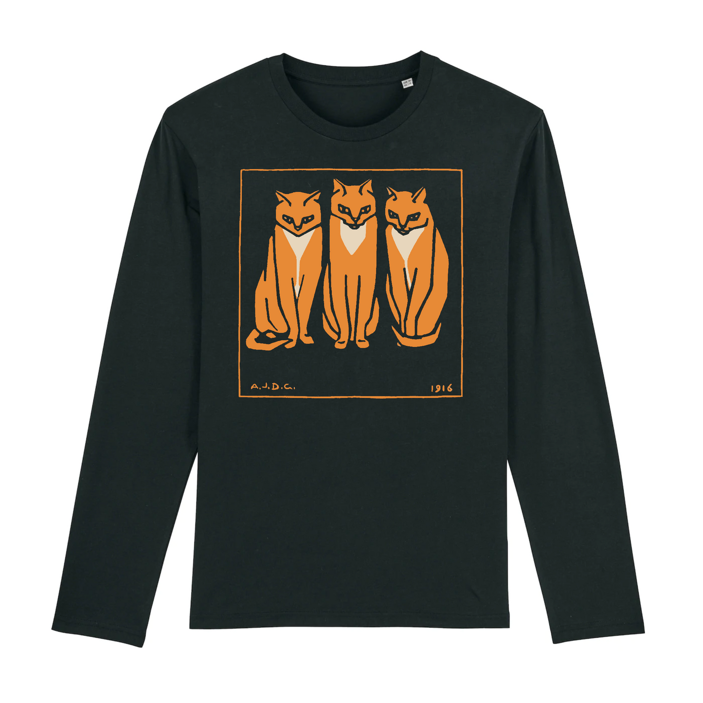 Three Cats by Julie de Graag, 1915 - Organic Cotton Long-Sleeve T-Shirt