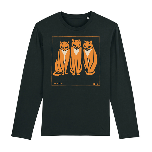Tres gatos de Julie de Graag, 1915 - Camiseta de manga larga de algodón orgánico