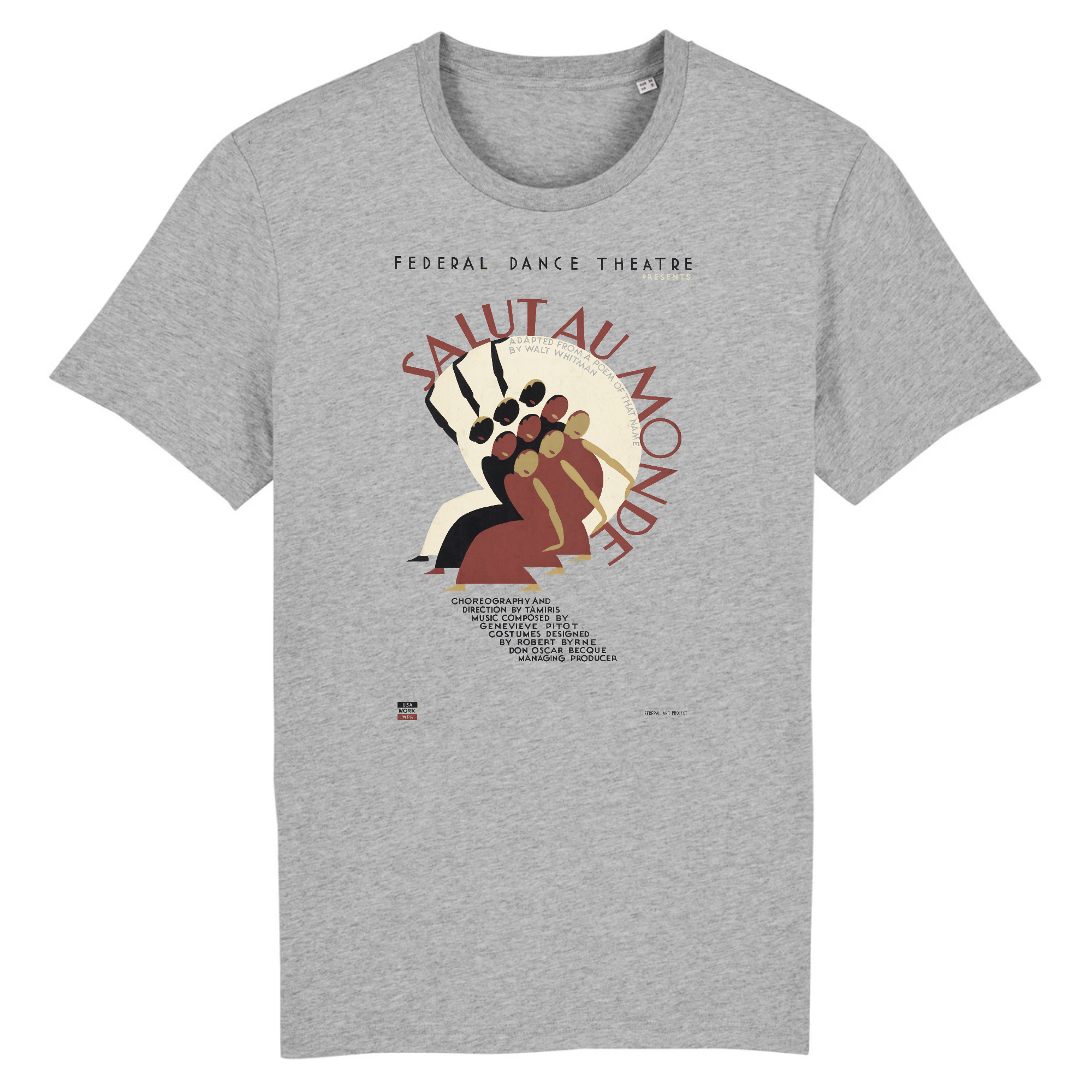 Federal Dance Theatre présente Salut au monde, c.1937 - T-shirt en coton biologique
