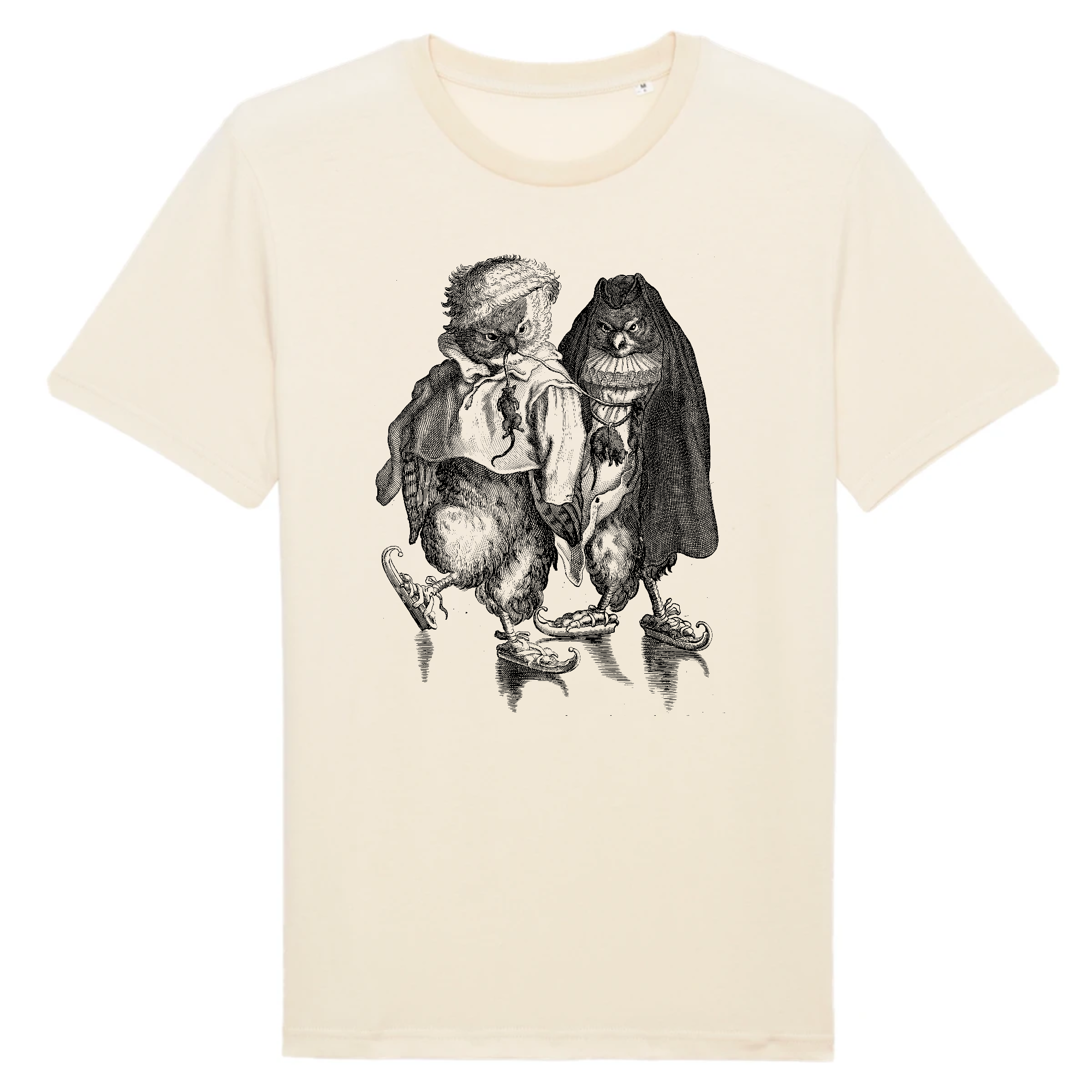 Two Owls Skating after Adrien Van De Venne (1589-1662) - Organic Cotton T-Shirt