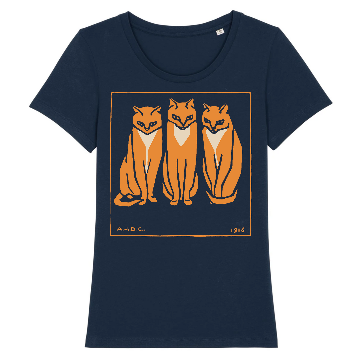 Three Cats by Julie de Graag, Women's Organic T-Shirt - 1915