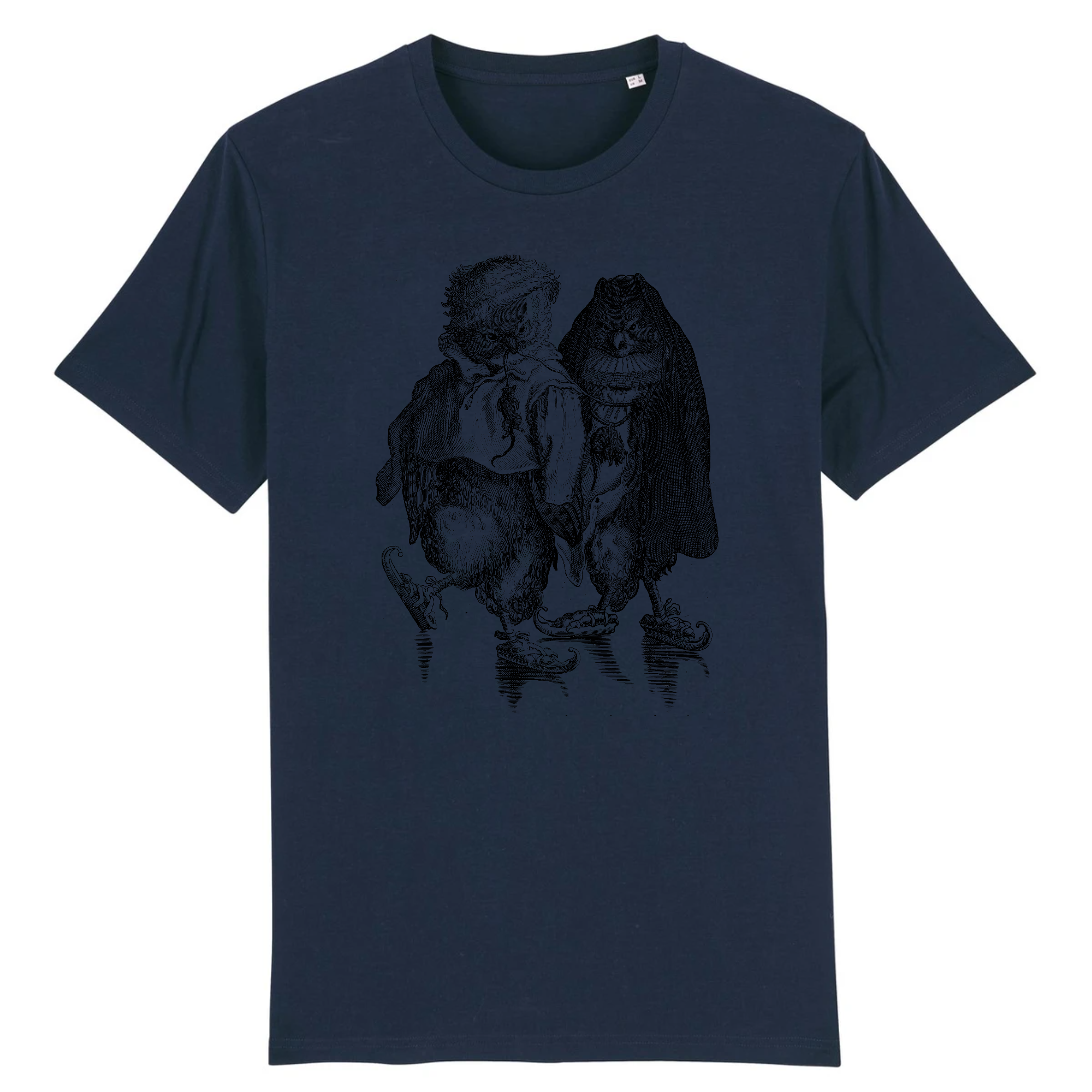 Two Owls Skating after Adrien Van De Venne (1589-1662) - Organic Cotton T-Shirt