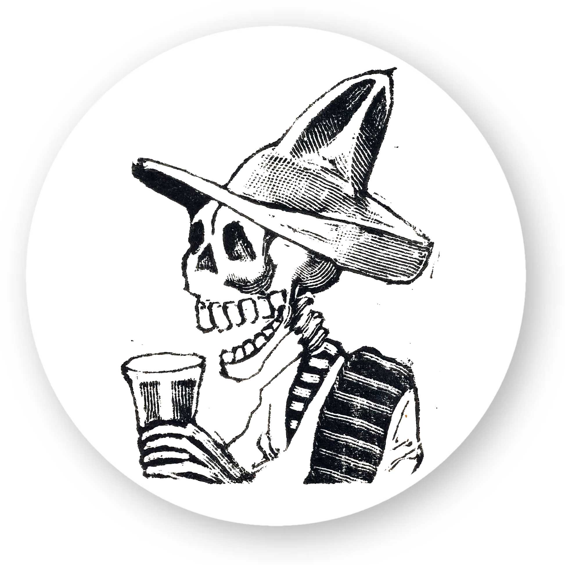 A Skeleton Drinking by Jose Guadalupe Posada, ca. 1890–1910 - Sticker