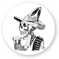 A Skeleton Drinking by Jose Guadalupe Posada, ca. 1890–1910 - Sticker