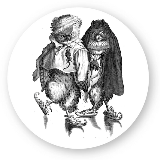 Two Owls Skating after Adrien Van De Venne (1589-1662) - Sticker