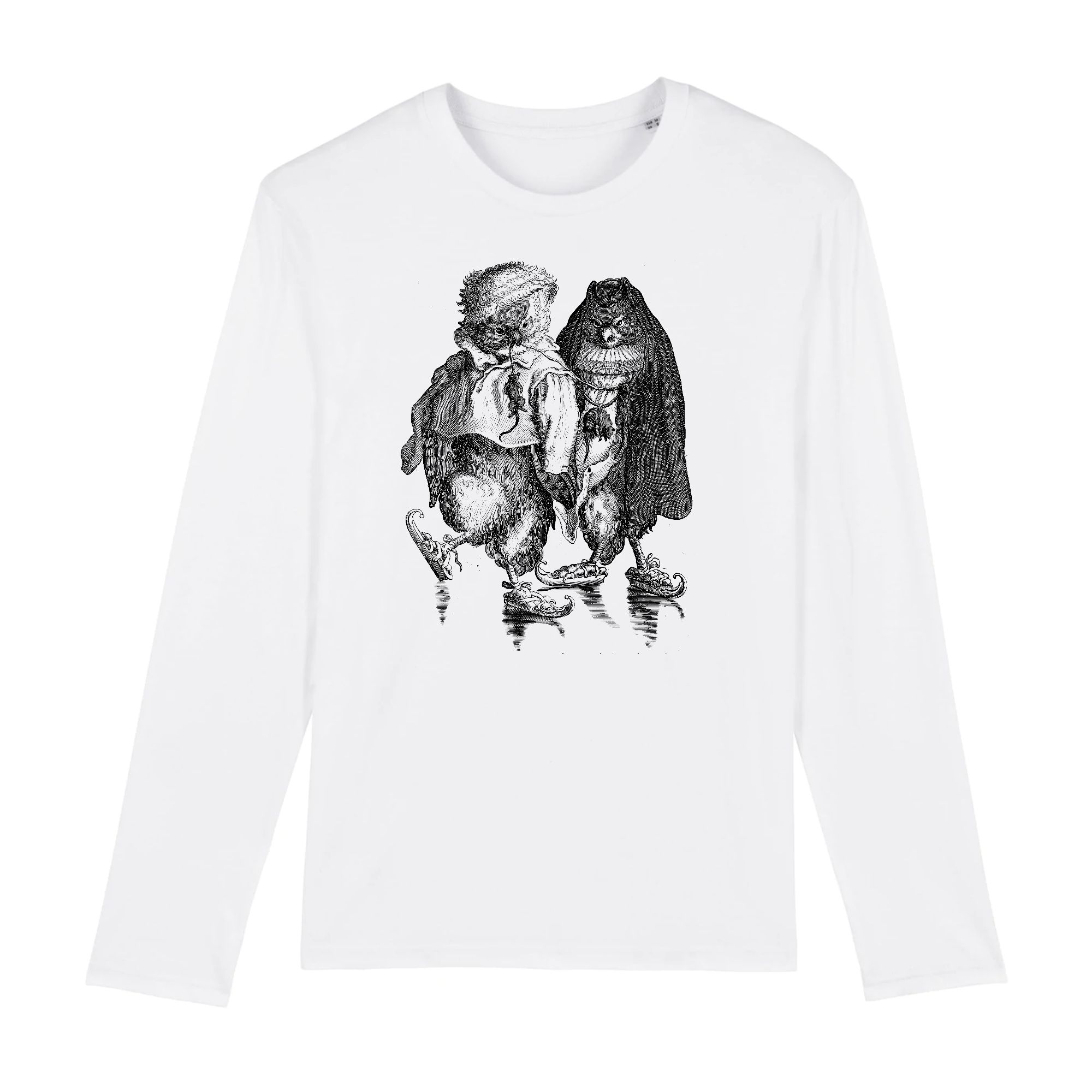 Two Owls Skating after Adrien Van De Venne (1589-1662) - Organic Cotton Long-SleeveT-Shirt