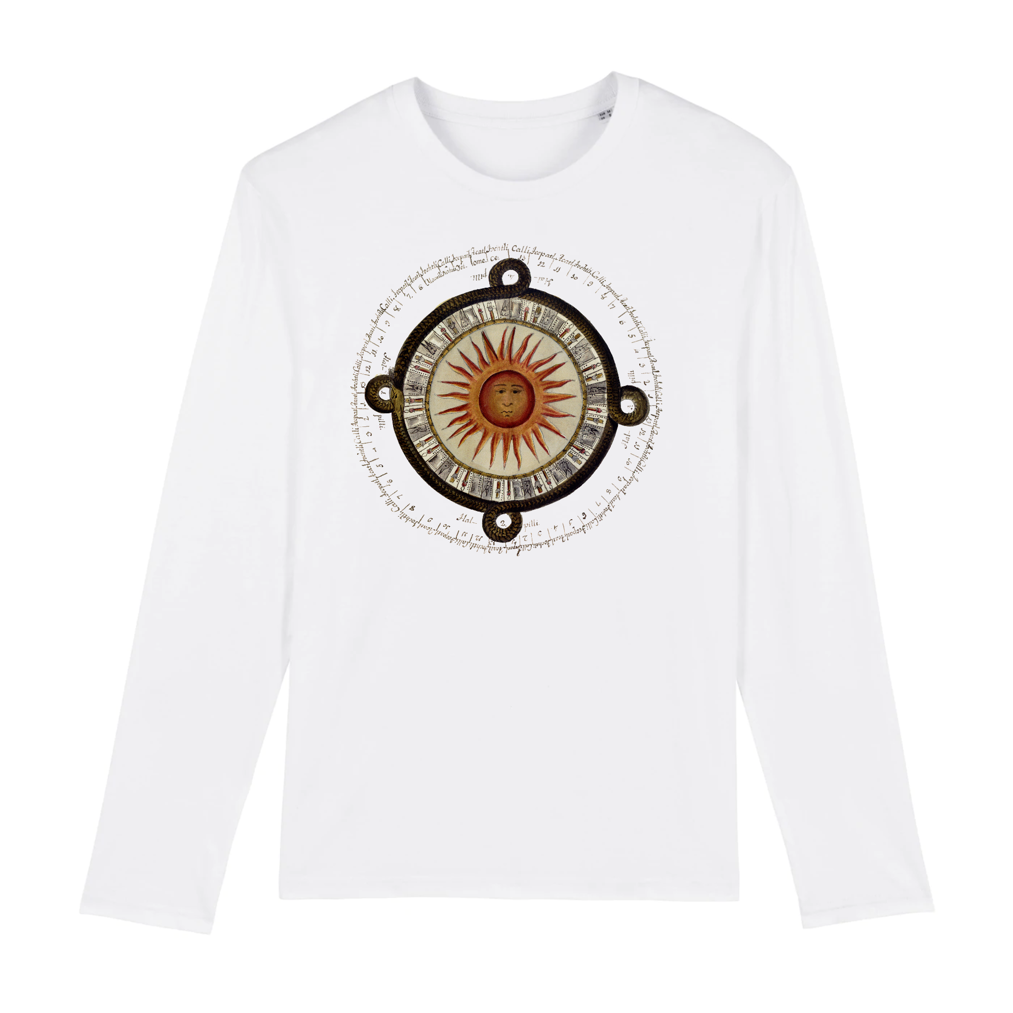 Aztec Sun Calendar, 1792 - Organic Cotton Long-Sleeve T-Shirt